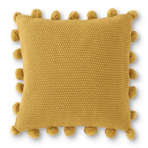 20" Yellow Moss Stitch Knit Pillow