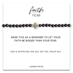 Faith Over Fear Bracelet - Black Agate