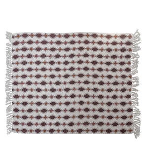 Recycled Cotton Blend Throw w/Pattern and Fringe