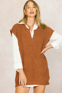 Camel Patch Sweater Vest