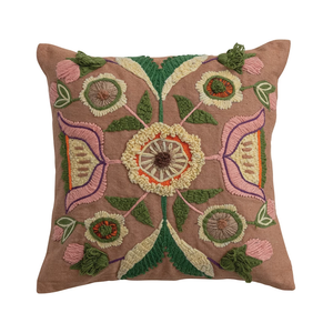 18" Indoor/Outdoor Embroidered Pillow