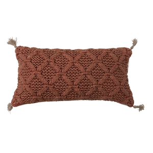 Rust Woven Diamond Lumbar Pillow