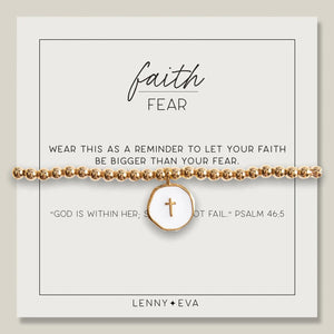 Faith Over Fear Bracelet - White Cross