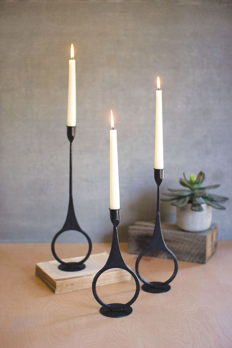 Cast Iron Taper Candle Holder w/ Ring Detail